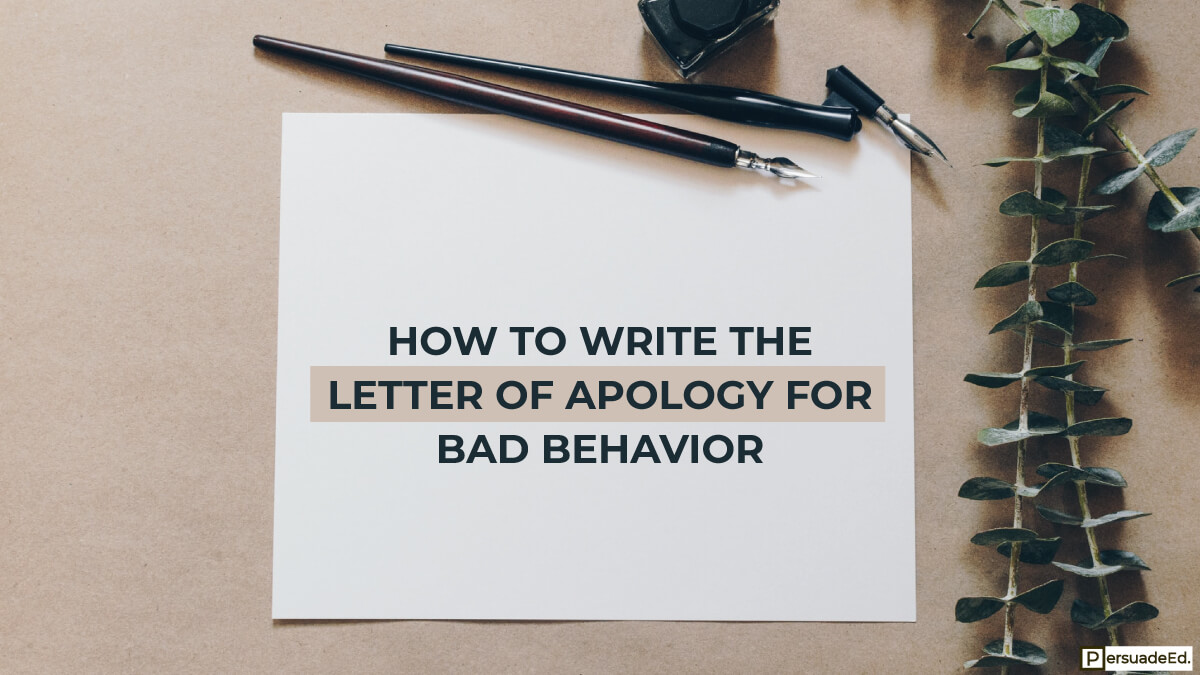 Letter of Apology for Bad Behavior